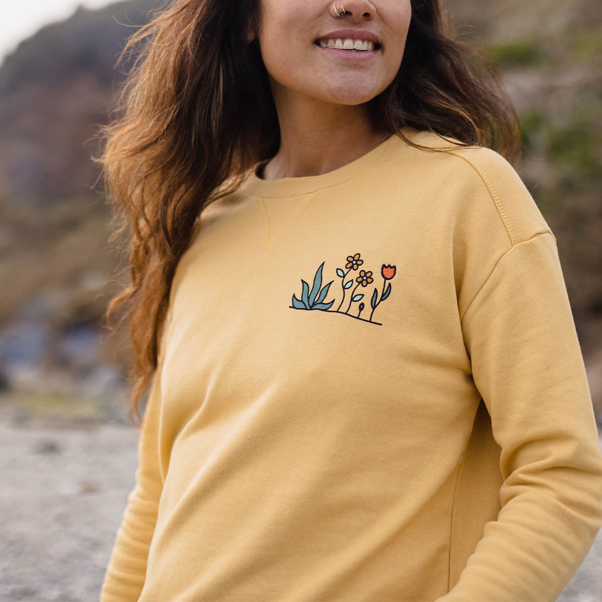 Bloom Hemp Sweatshirt - Ochre Yellow