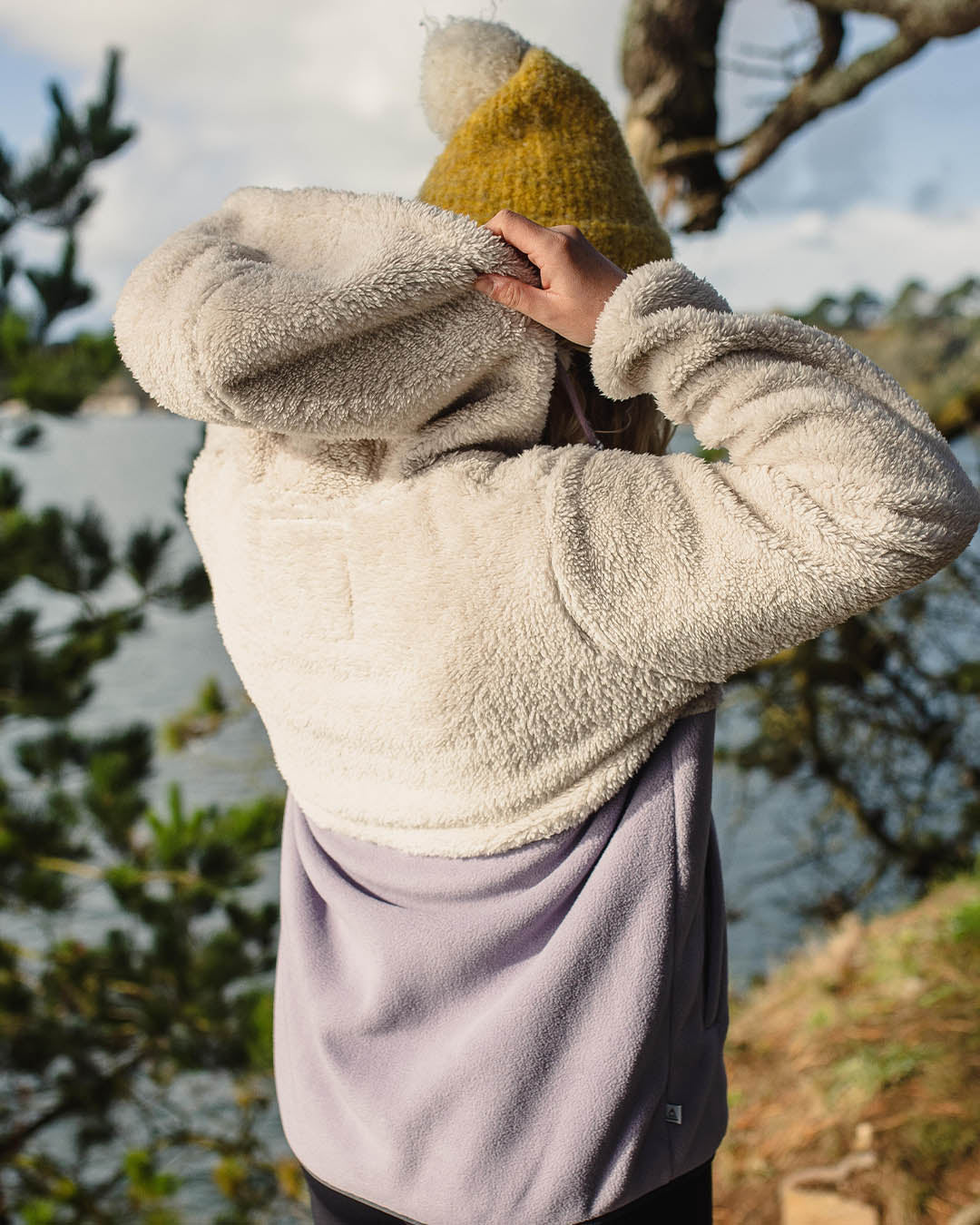 Nestling Recycled Sherpa Hooded Fleece - Dusty Lilac