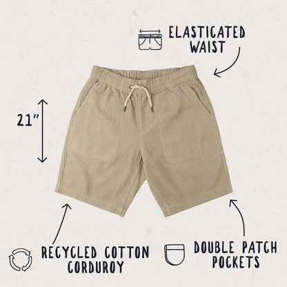 Pine Recycled Cotton Cord Shorts - Feather