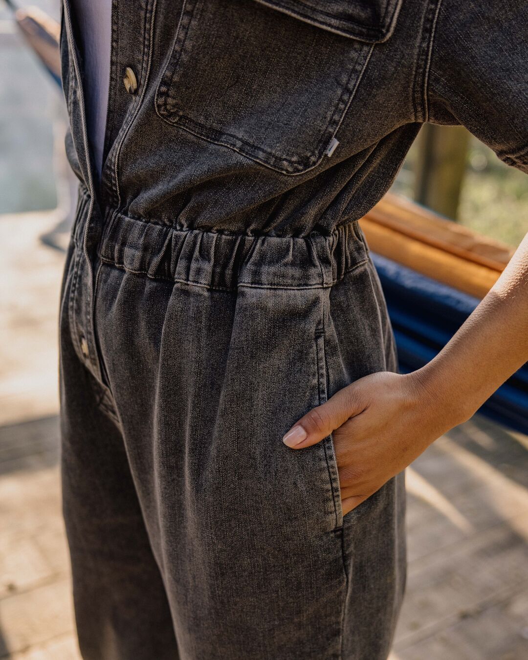 Bluebell Boiler Suit - Washed Black Denim