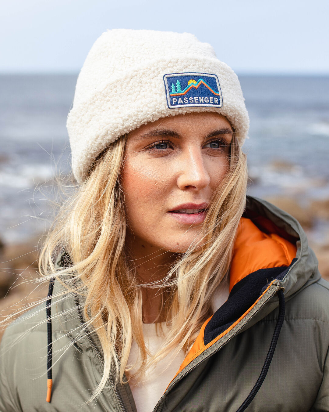 Peak Recycled Sherpa Beanie - Birch - Lifestyle - Female