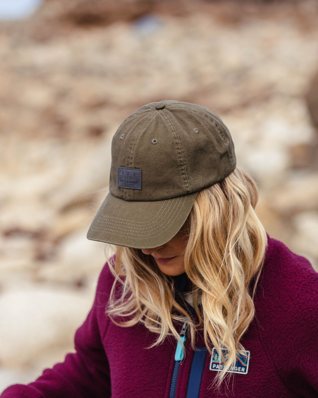 Womens_Canopy Recycled Cotton Snapback Cap - Khaki