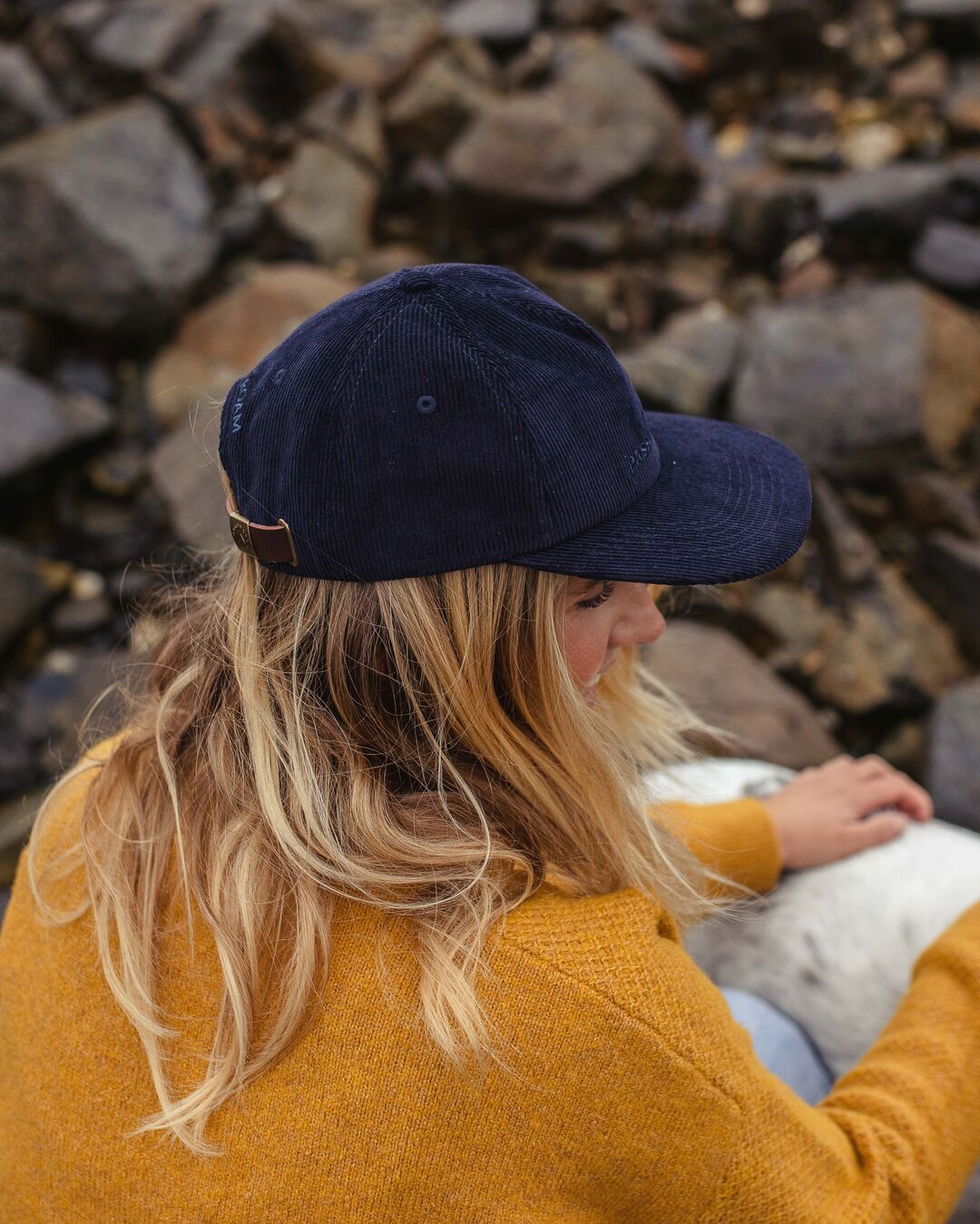 Womens_Byron Recycled Cord 5 Panel Cap - Rich Navy
