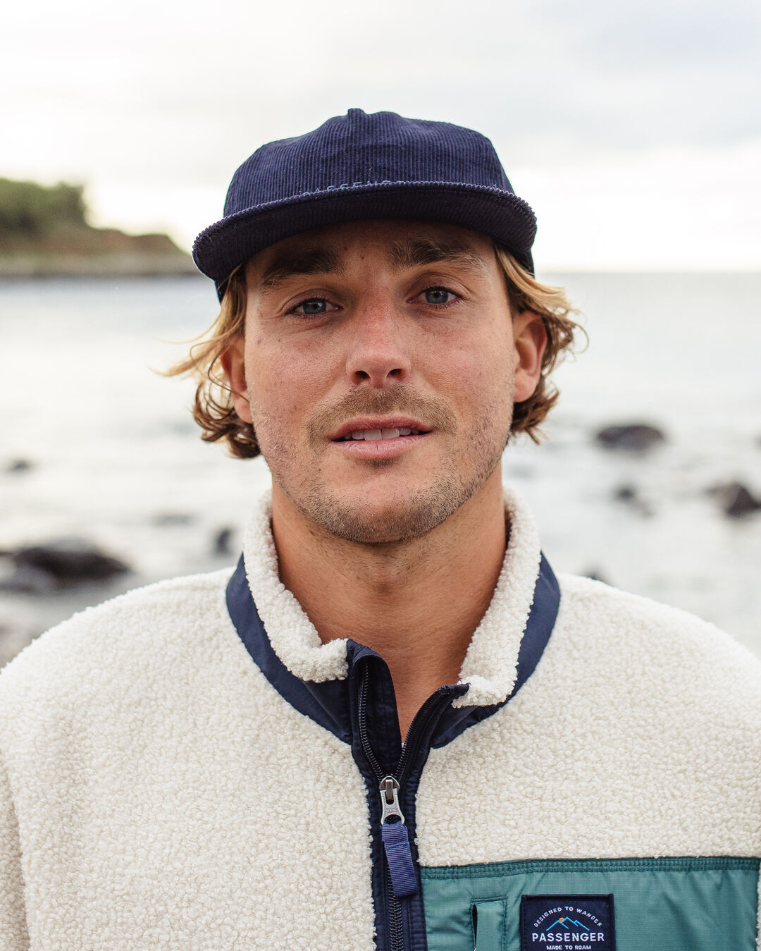 Male_Byron Recycled Cord 5 Panel Cap - Rich Navy