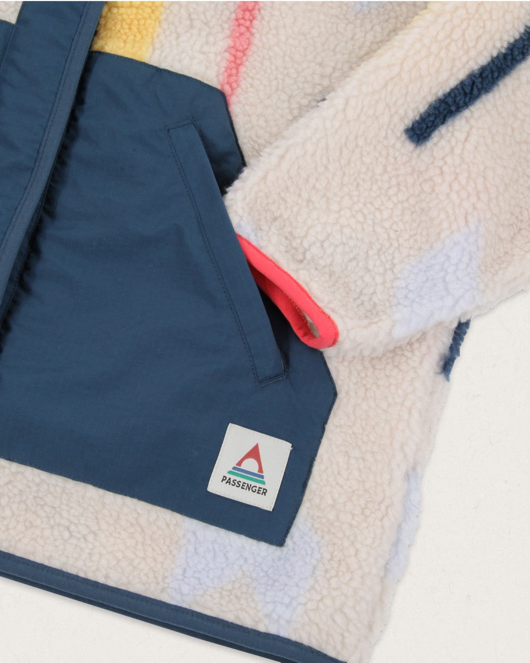 Clover Deep-Pile Sherpa Fleece - Off White Geo